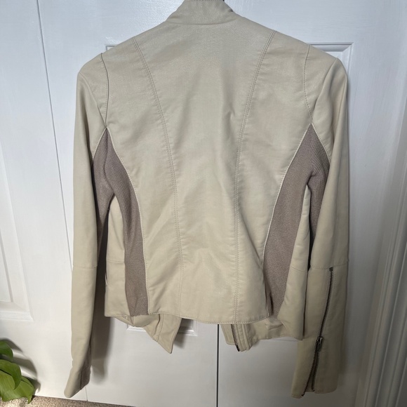 Free People Vegan Cream Leather Moto Jacket - Picture 3 of 4
